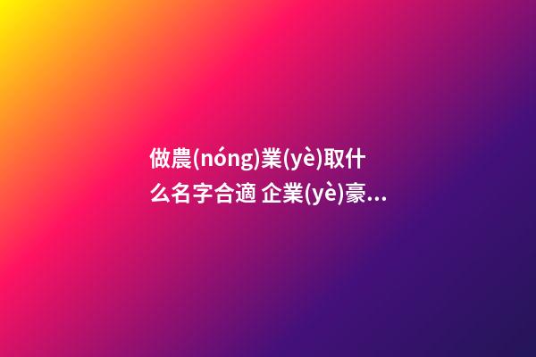 做農(nóng)業(yè)取什么名字合適 企業(yè)豪氣又好聽名稱,起名之家-第1張-公司起名-玄機派
